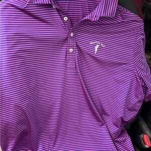 Ralph Lauren Rlx Spanish Bay Embroidered Polo in Purple and Pink Stripes